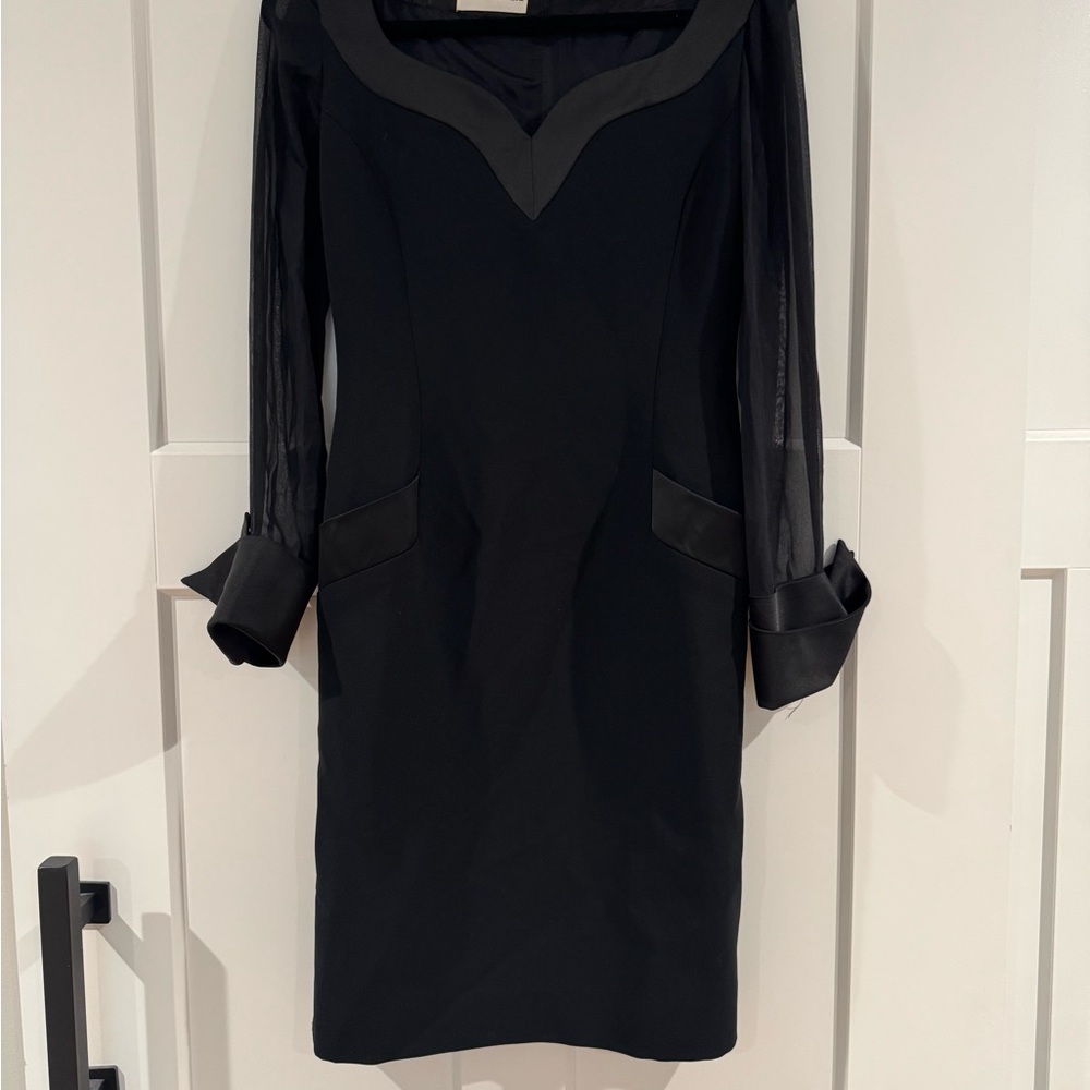 Nipon Boutique Black Dress with Sheer Sleeves